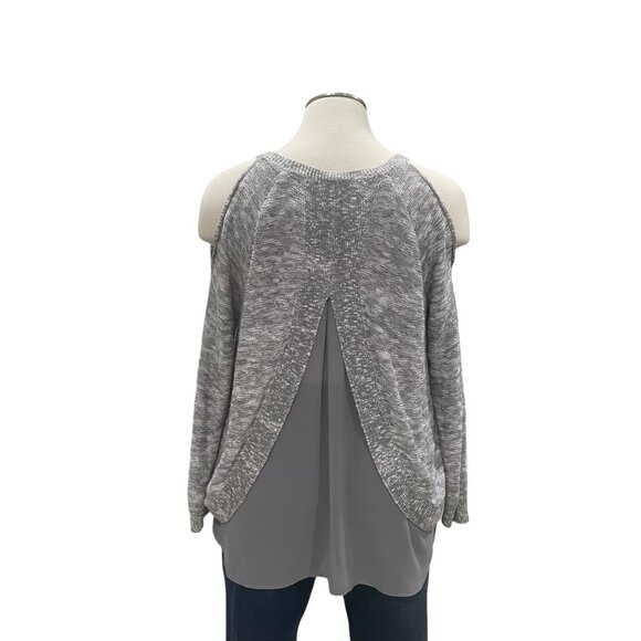Torrid Cold Shoulder Sweater Plus Size 2 Layered Chiffon Hem Lightweight Knit - Picture 6 of 9